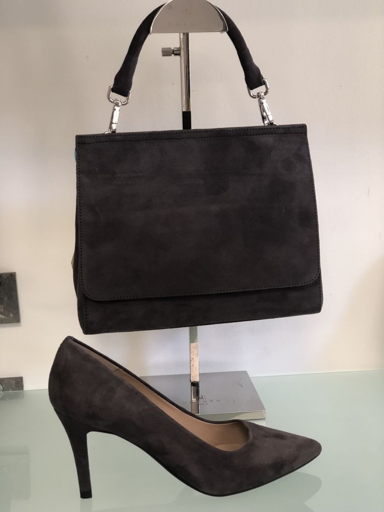 Escarpins pointus Daim rouge & taupe