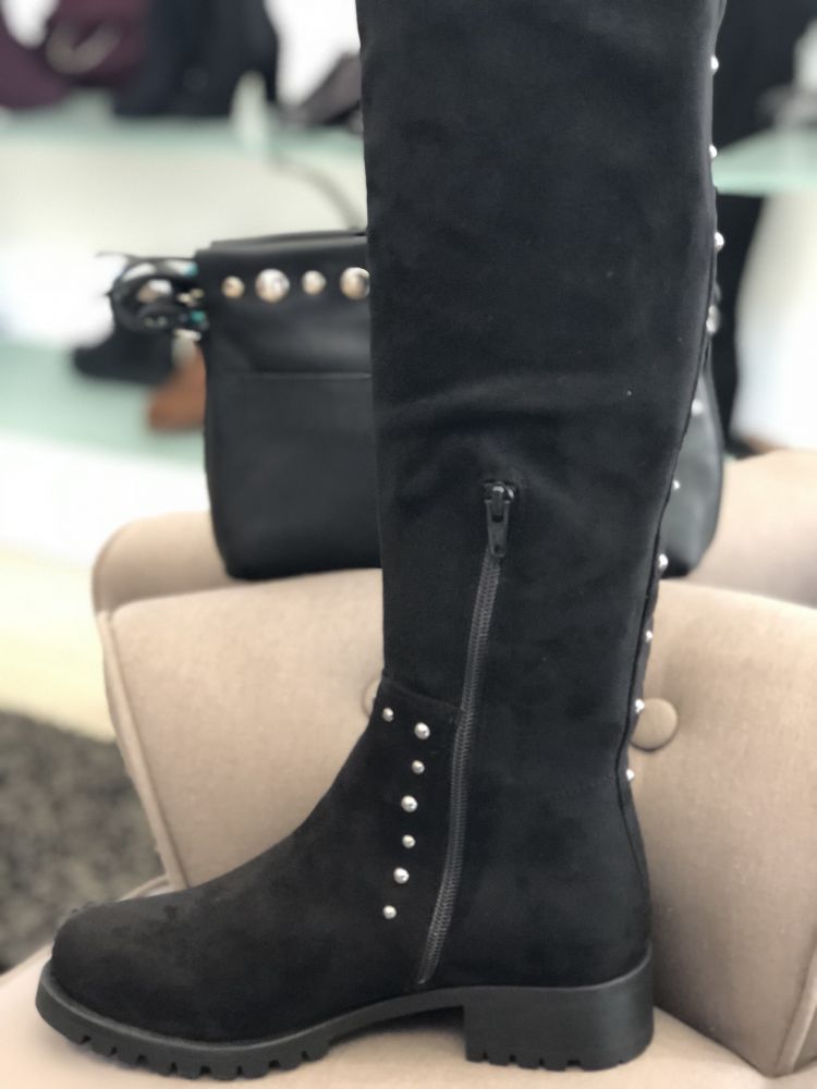 Cuissardes ITAL noir daim à clous - UNISA