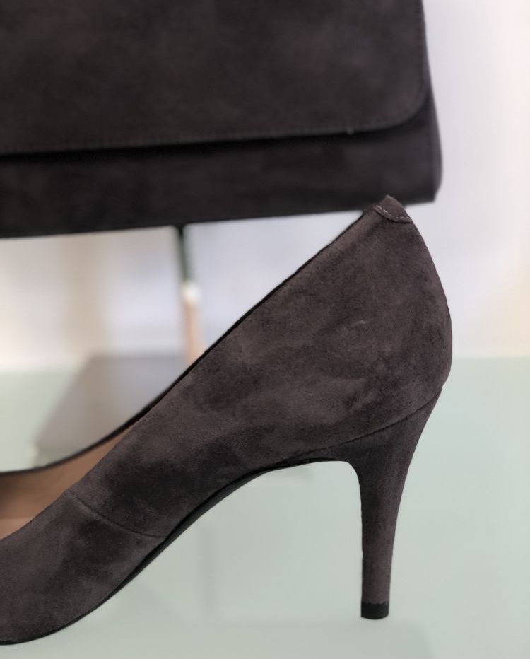 Escarpins pointus Daim rouge & taupe