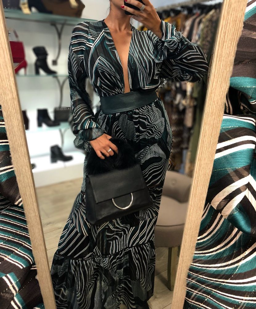 Robe imprimé vert -MISSTIC