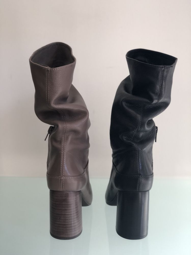 Bottine à talon Taupe&Noir - UNISA