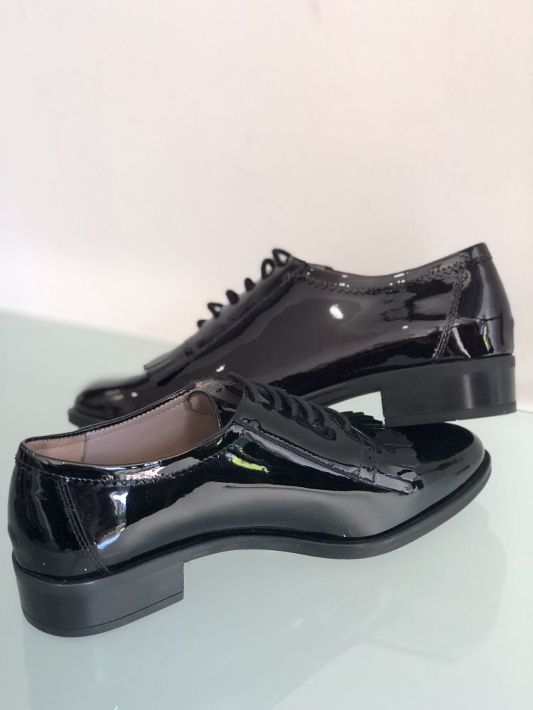 Derbies BLUCHER vernis à franges Bordeaux&Noir - UNISA