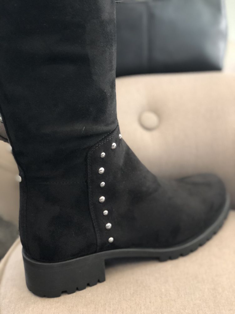 Cuissardes ITAL noir daim à clous - UNISA