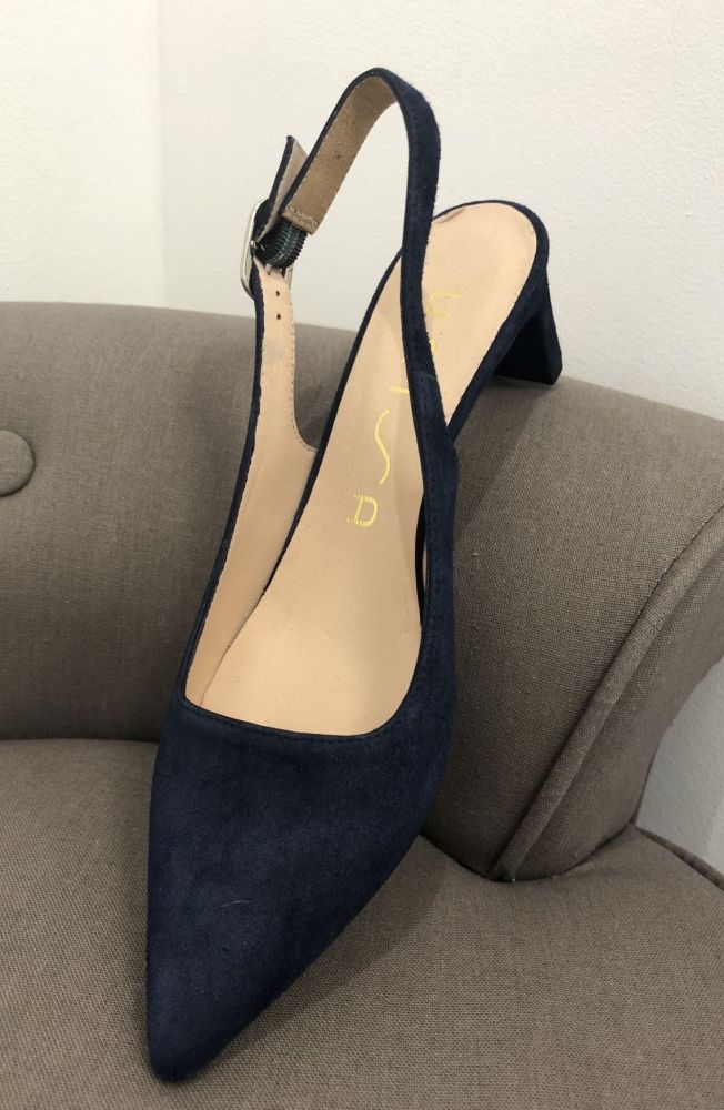 Sandales pointus talons bleu Daim 