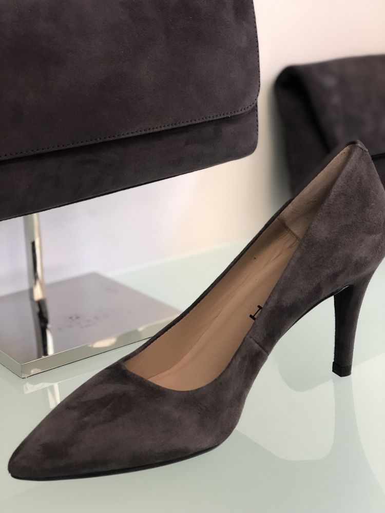 Escarpins pointus Daim rouge & taupe