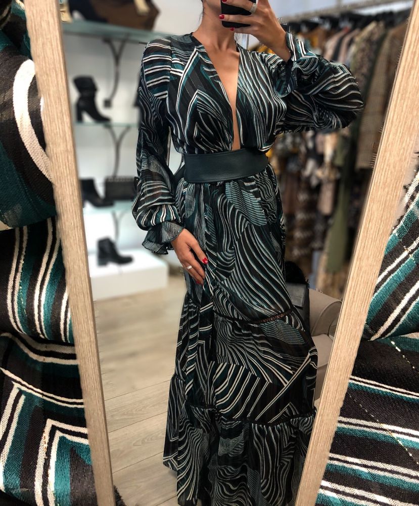 Robe imprimé vert -MISSTIC