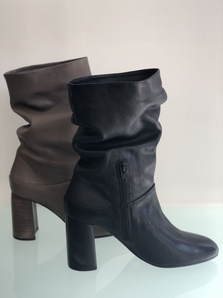 Bottine à talon Taupe&Noir - UNISA