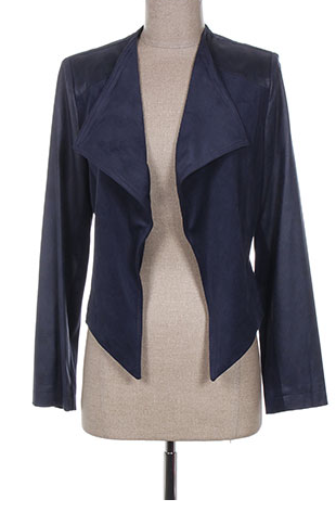 veste bleu marine effet cuir souple et courte 