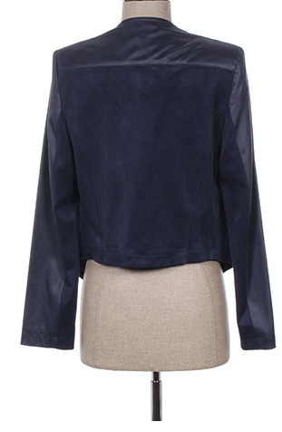 veste marine dos be matiere effet daim et effet cuir 