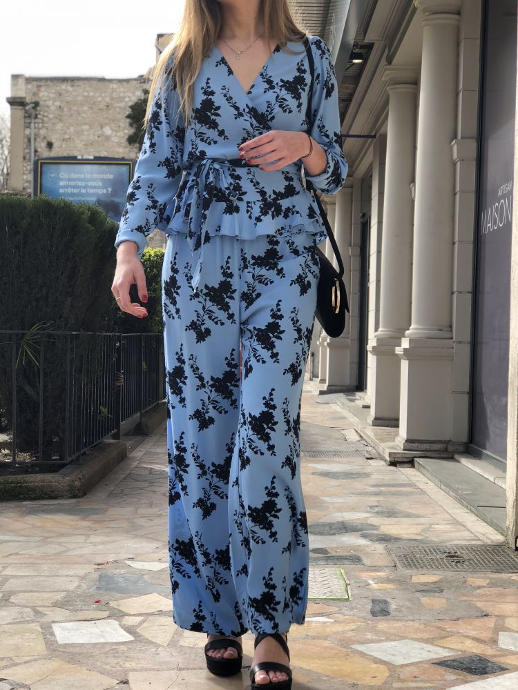 BLUE WALK pantalon bleu imprimé