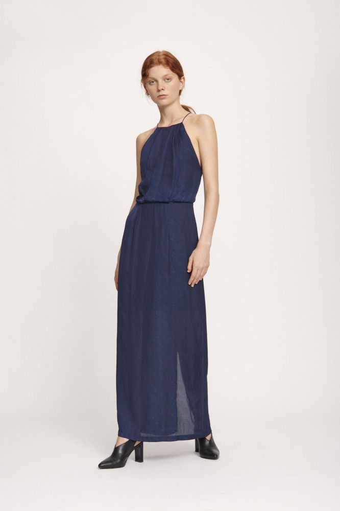 Robe bleu imprimé marine dentelle - SAMSOE