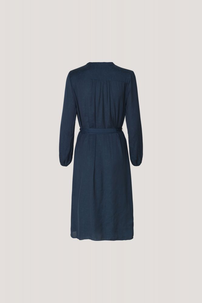 Robe bleu imprimé marine col V - SAMSOE