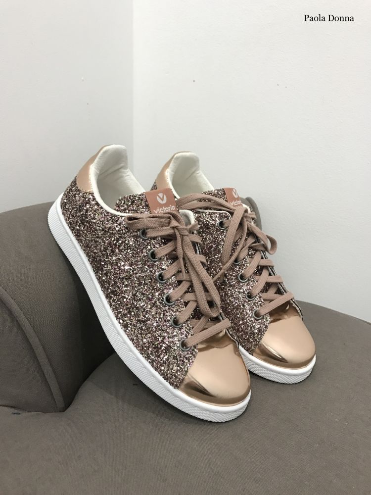 Vente Baskets en cuir Victoria pailletées